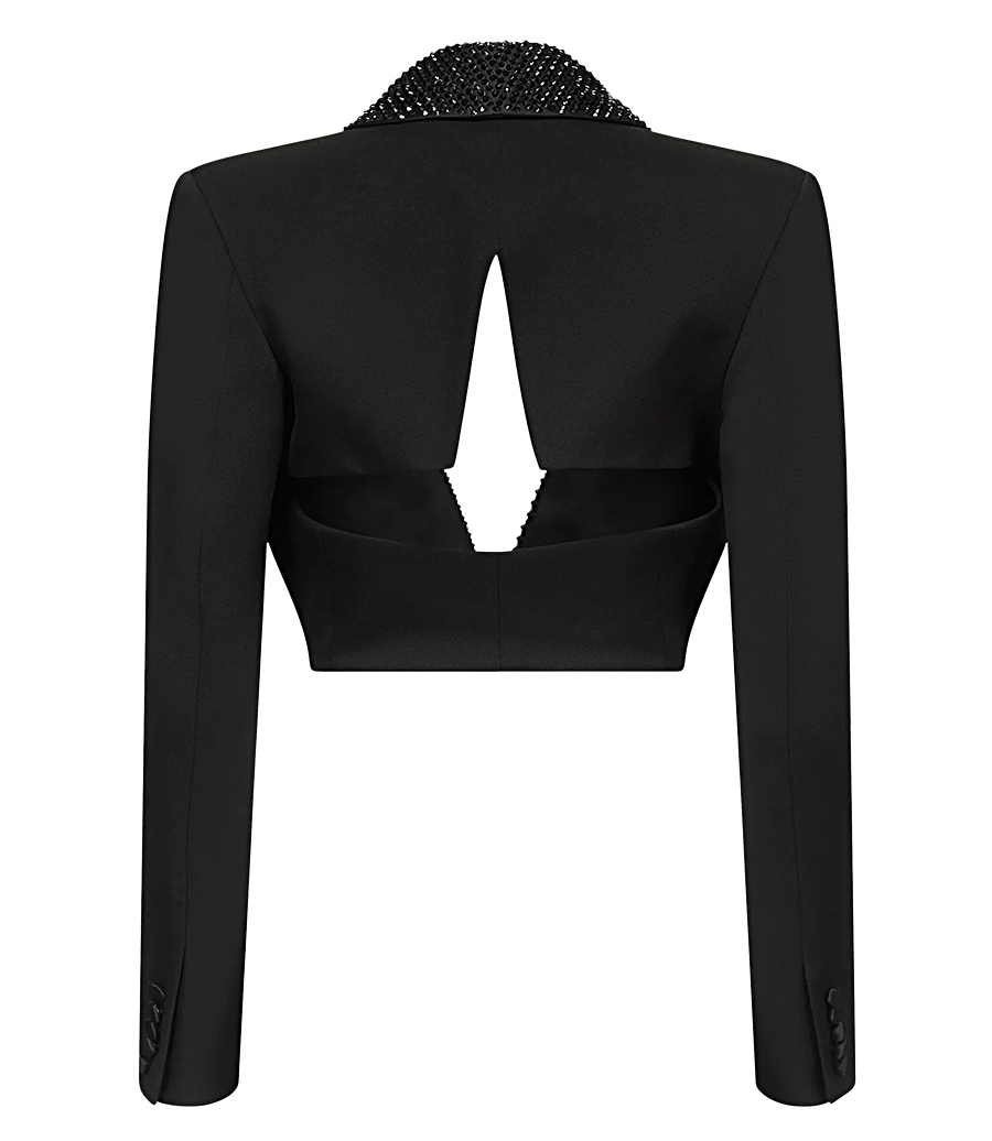 CRYSTAL EMBELLISEHD CROPPED BLAZER