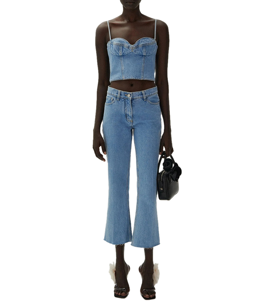 CROPPED DENIM FLARE PANTS