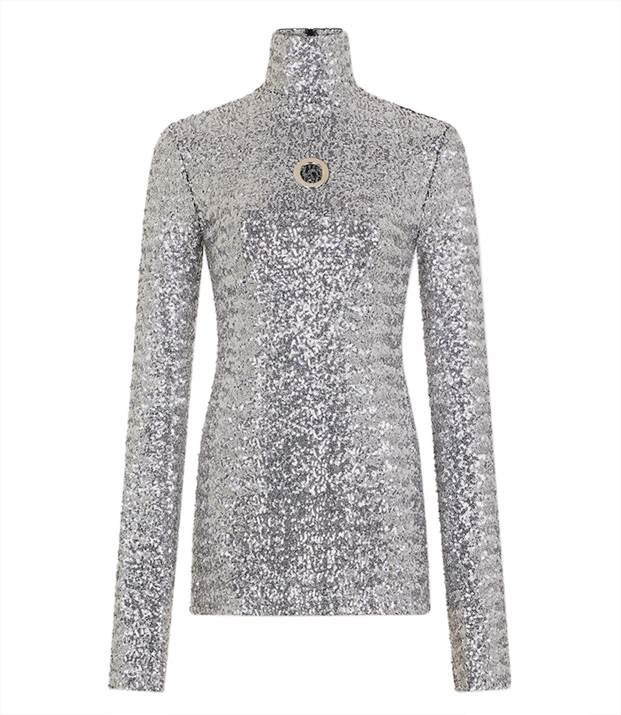 RABANNE - SEQUINS TURTLENECK TOP