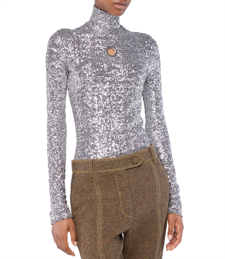 SEQUINS TURTLENECK TOP