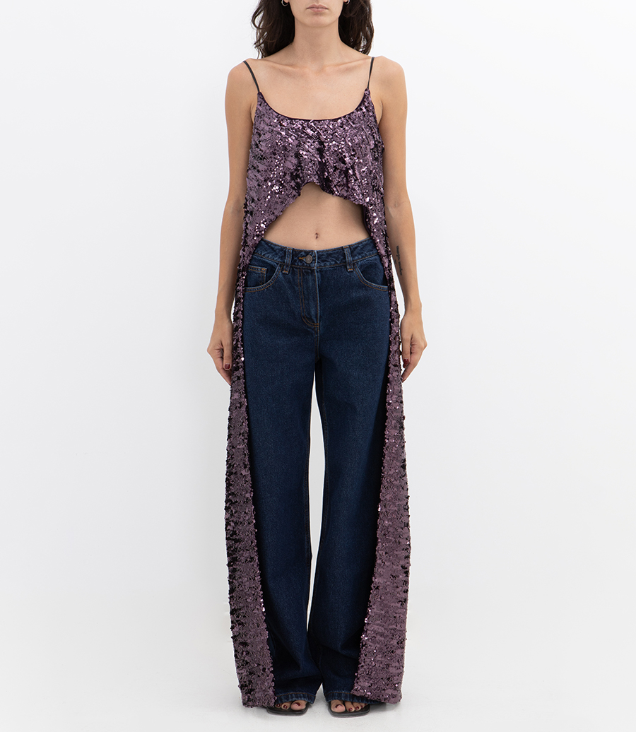 SEQUIN EMBROIDERD MAXI TOP
