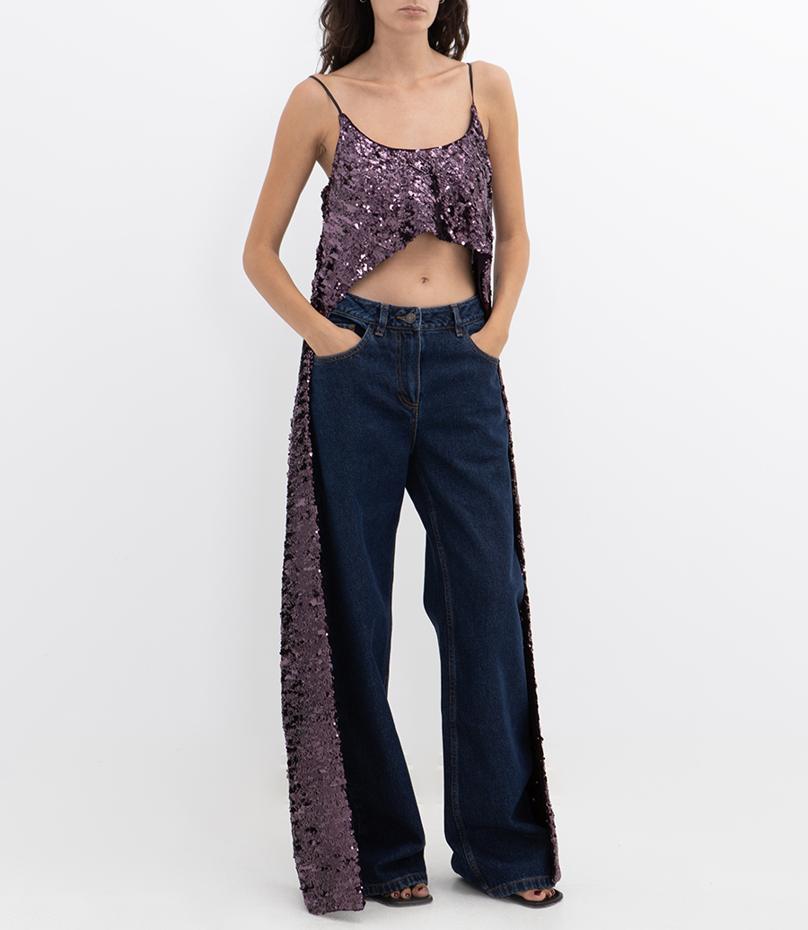 SEQUIN EMBROIDERD MAXI TOP