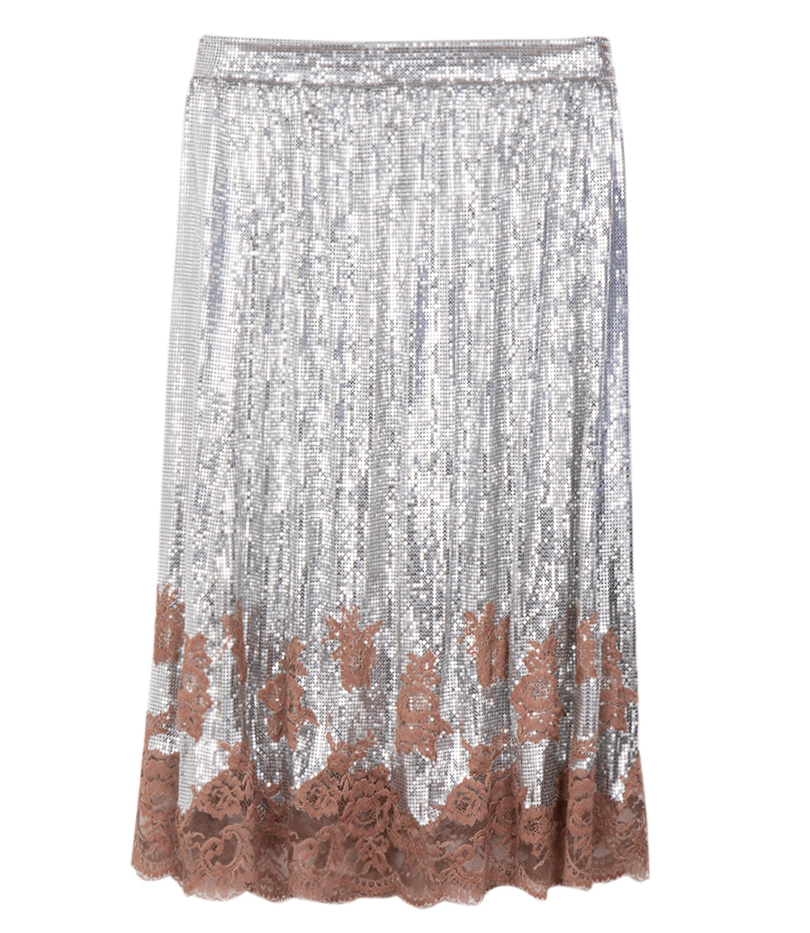 RABANNE - LACE FINISH MESH SKIRT