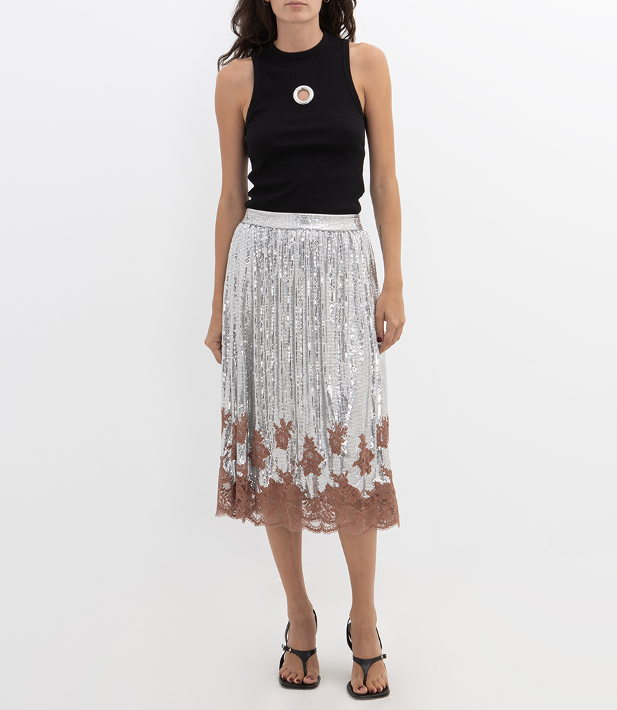LACE FINISH MESH SKIRT