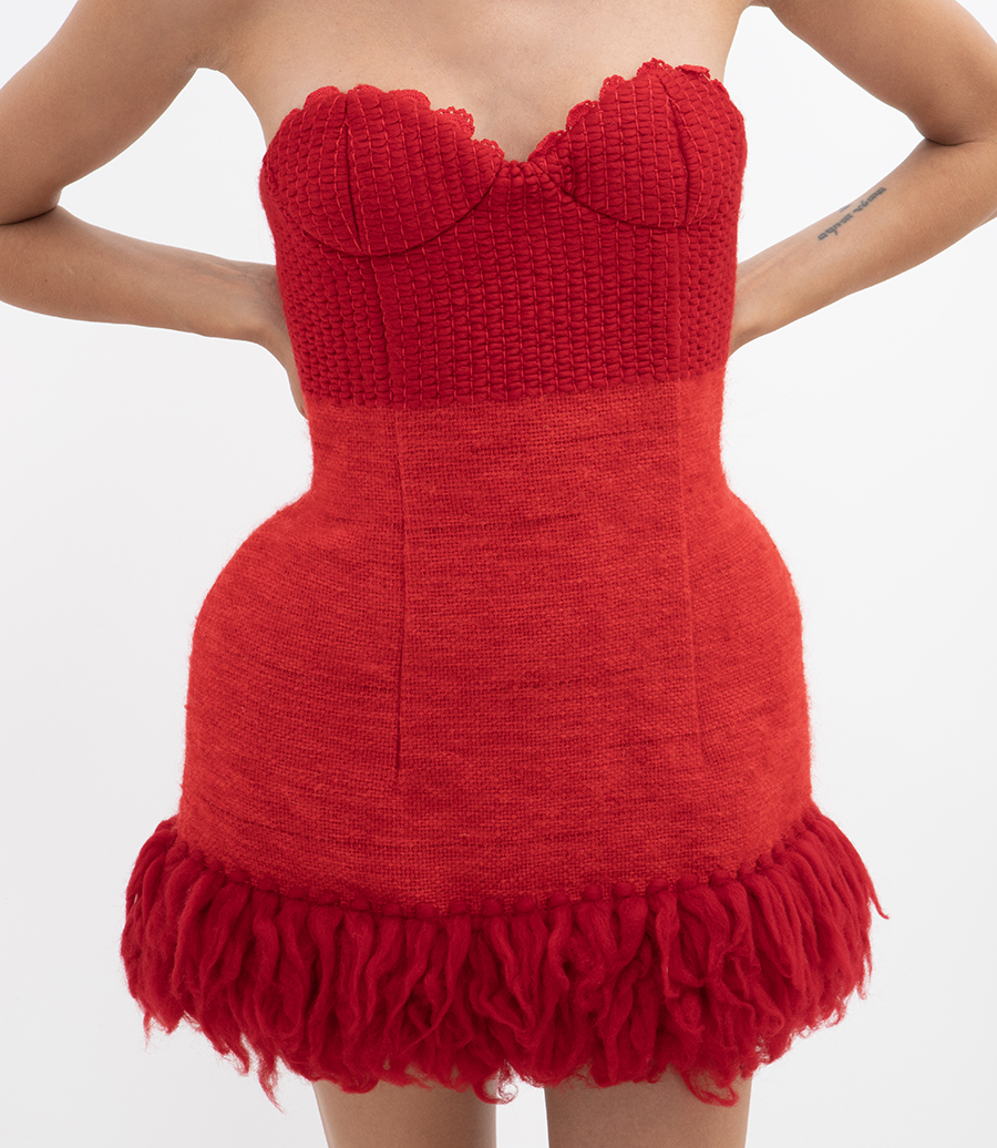 BUSTIER LOOM MINI DRESS