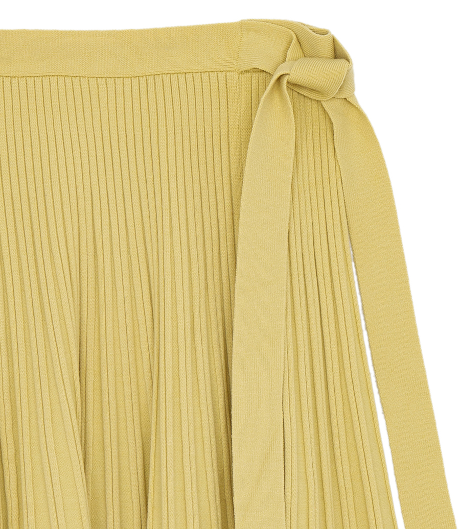 PLEATED WOOL BELTED SKIRT