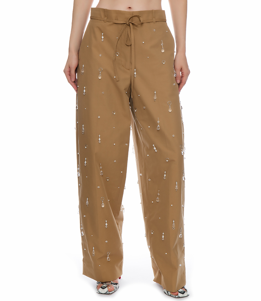 DRIP EMBELLISHED CHINO WIDE LEG PANT