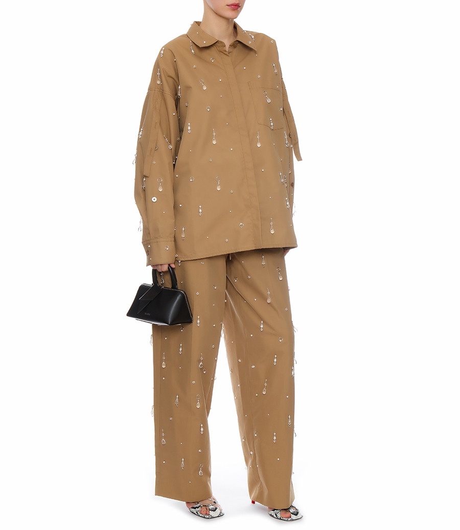 DRIP EMBELLISHED CHINO WIDE LEG PANT