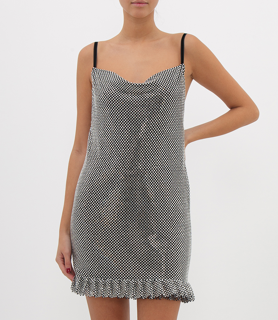 MINIDRESS IN MESH WITH RHINESTONES