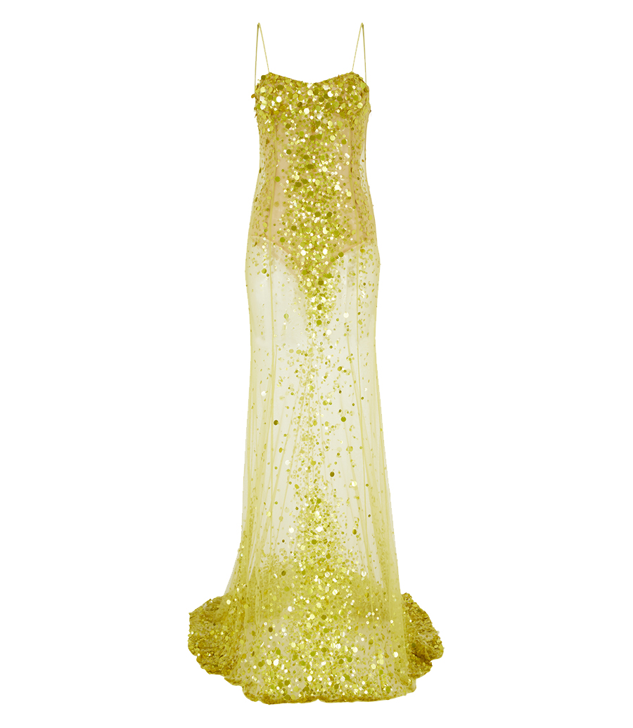 THE ATTICO - SEQUIN MESH LONG DRESS