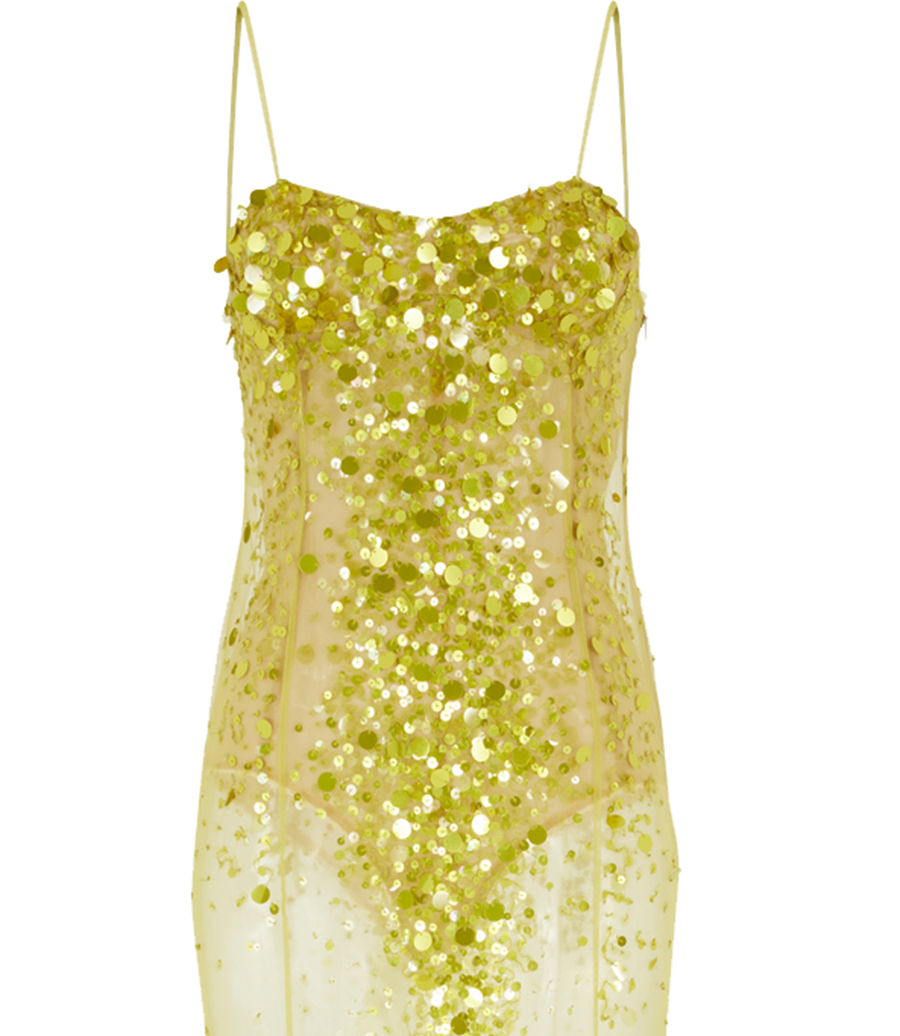 SEQUIN MESH LONG DRESS