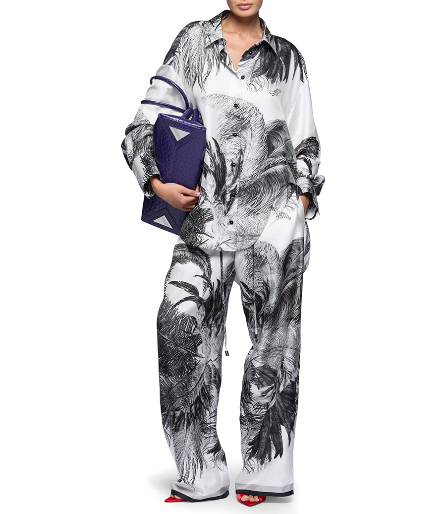 TWILL FEATHERS PRINT SHIRT