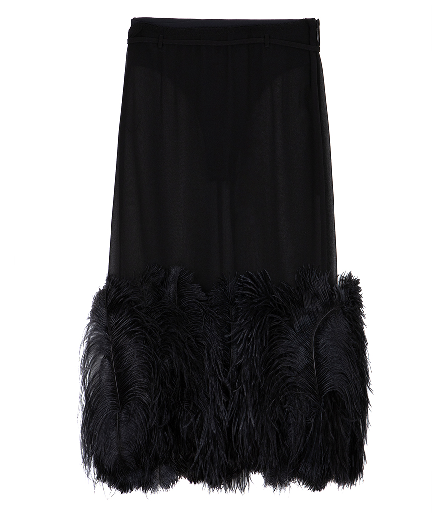 THE ATTICO - FEATHER DETAILED MIDI SKIRT