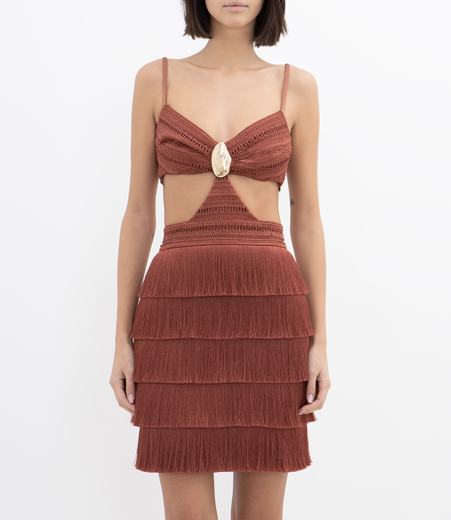 AMETHYST FRINGE MINI DRESS