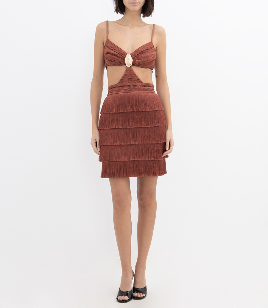 AMETHYST FRINGE MINI DRESS