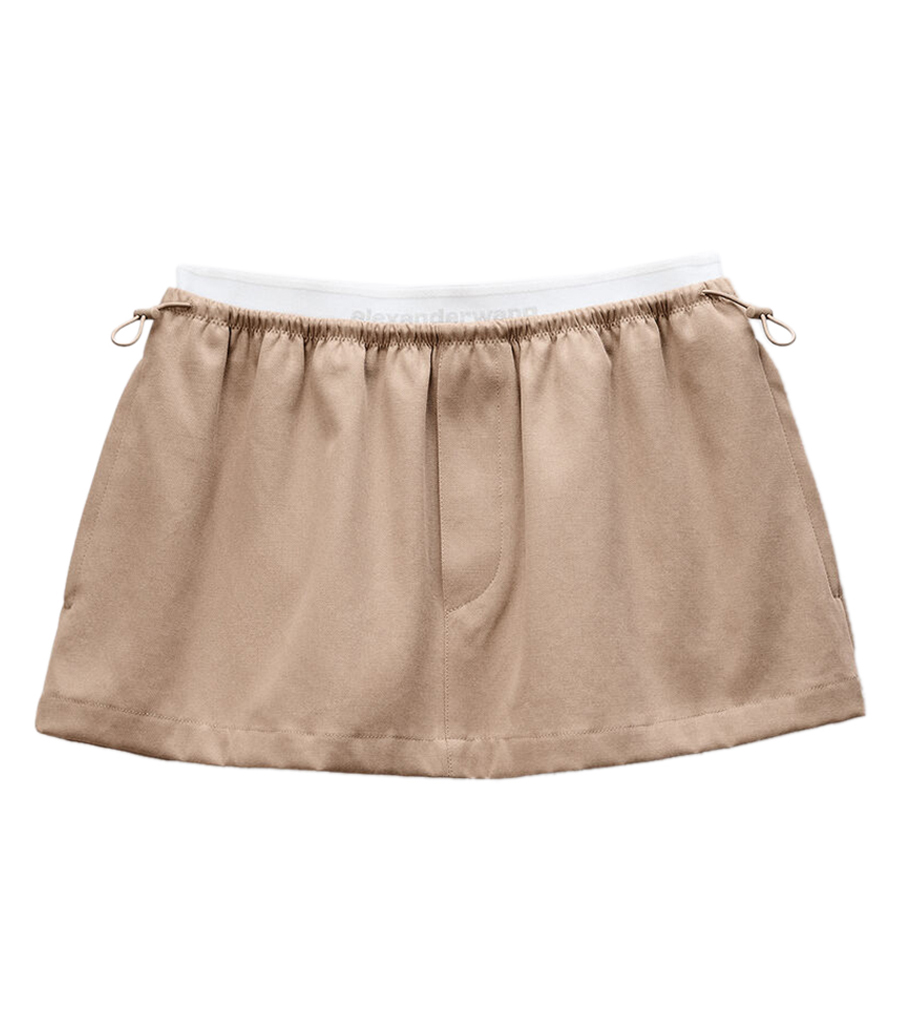 ALEXANDER WANG - MID-RISE MINI LOGO ELASTIC SKIRT