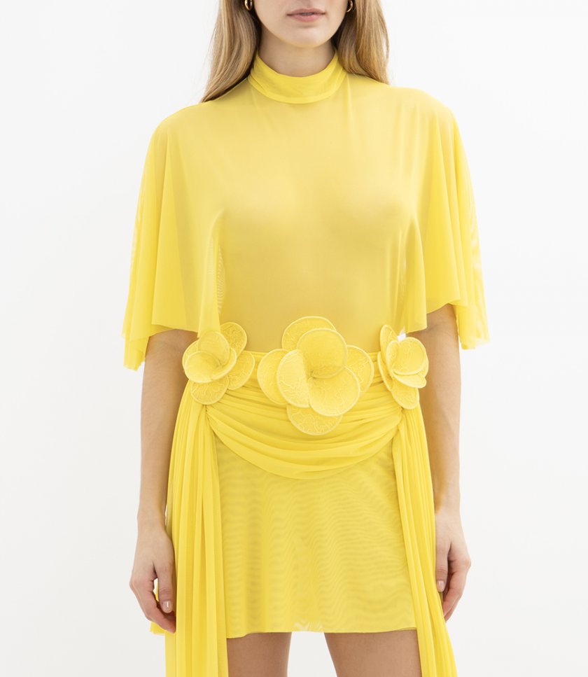 DRAPED SLEEVE BODYSUIT