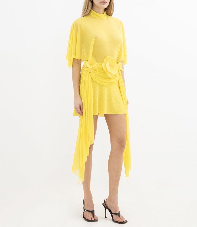 DRAPED SLEEVE BODYSUIT