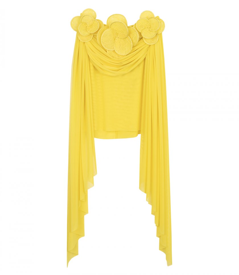 DAVID KOMA - FLOWER EMBROIDERY DETAIL RUCHED MINI SKIRT