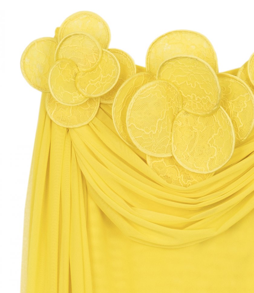 FLOWER EMBROIDERY DETAIL RUCHED MINI SKIRT