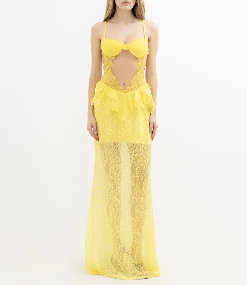 LACE PEPLUM LONG DRESS