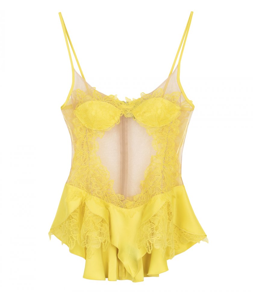 DAVID KOMA - LACE PEPLUM DETAIL LINGERIE TOP