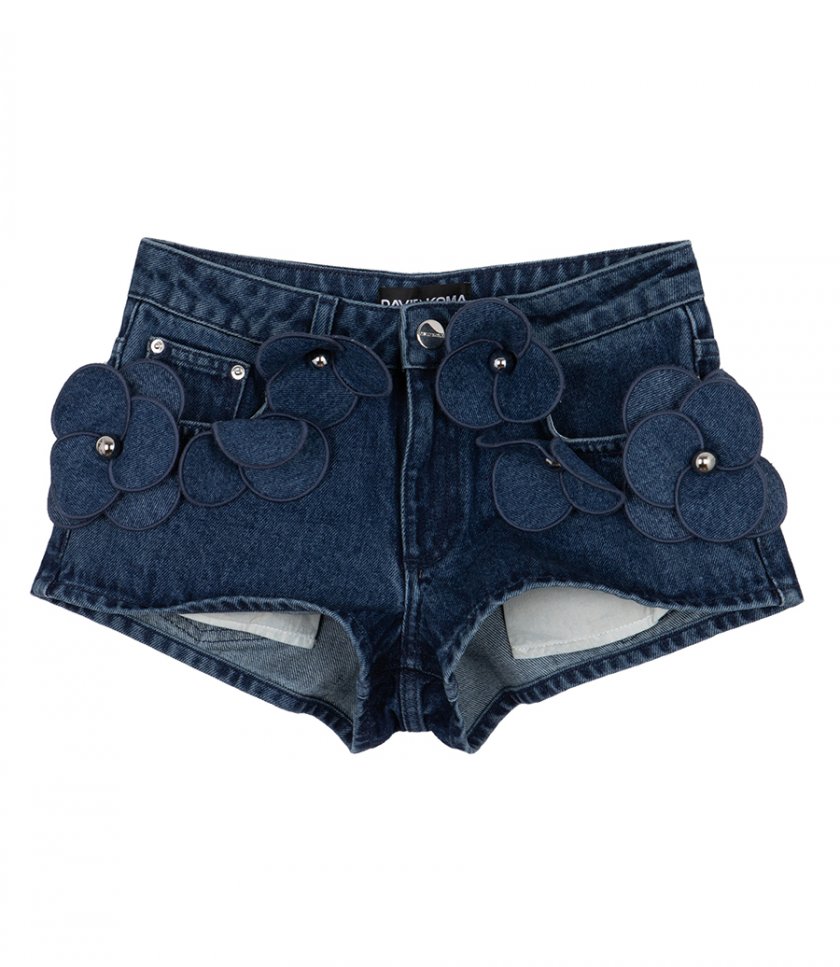 DAVID KOMA - FLOWER EMBROIDERED SHORTS