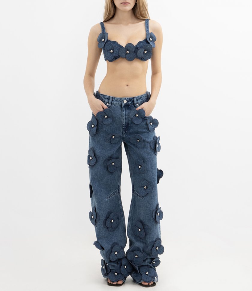 3D FLOWER EMBROIDERED JEANS