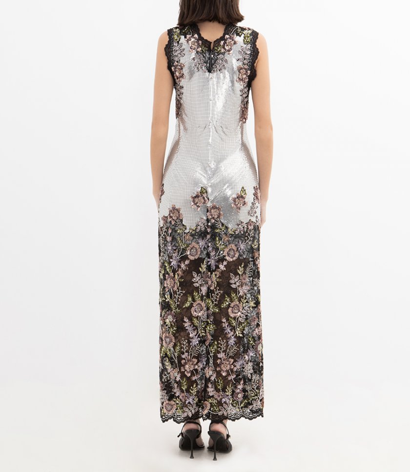 FLORAL EMBROIDERED SLEEVELESS DRESS