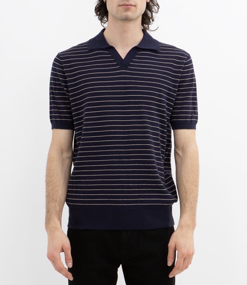 WAFFLE STRIPE POLO SS