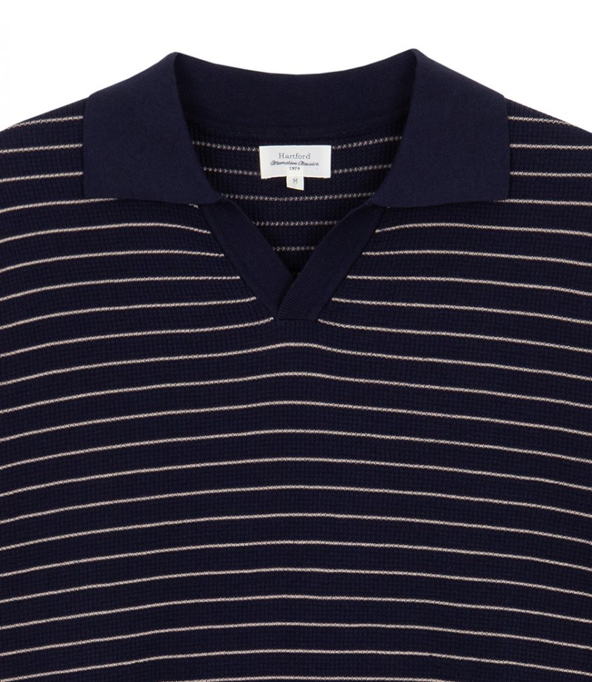 WAFFLE STRIPE POLO SS