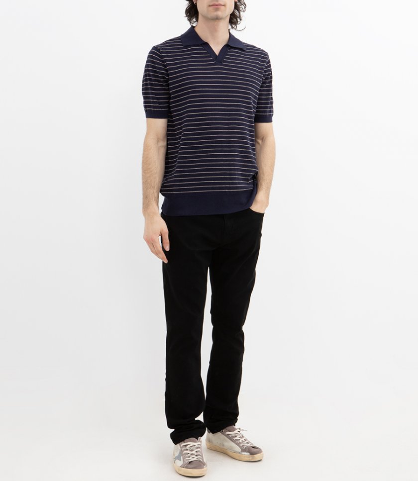 WAFFLE STRIPE POLO SS