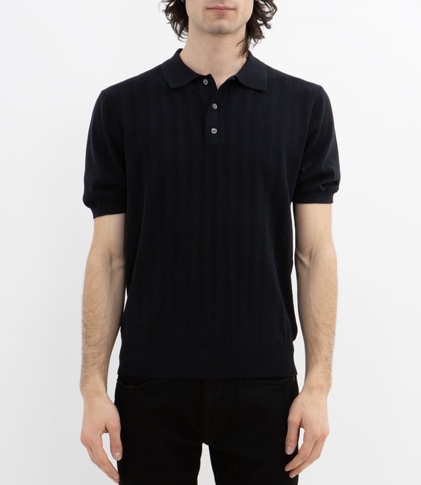 RETRO KNIT STRIPE POLO SS