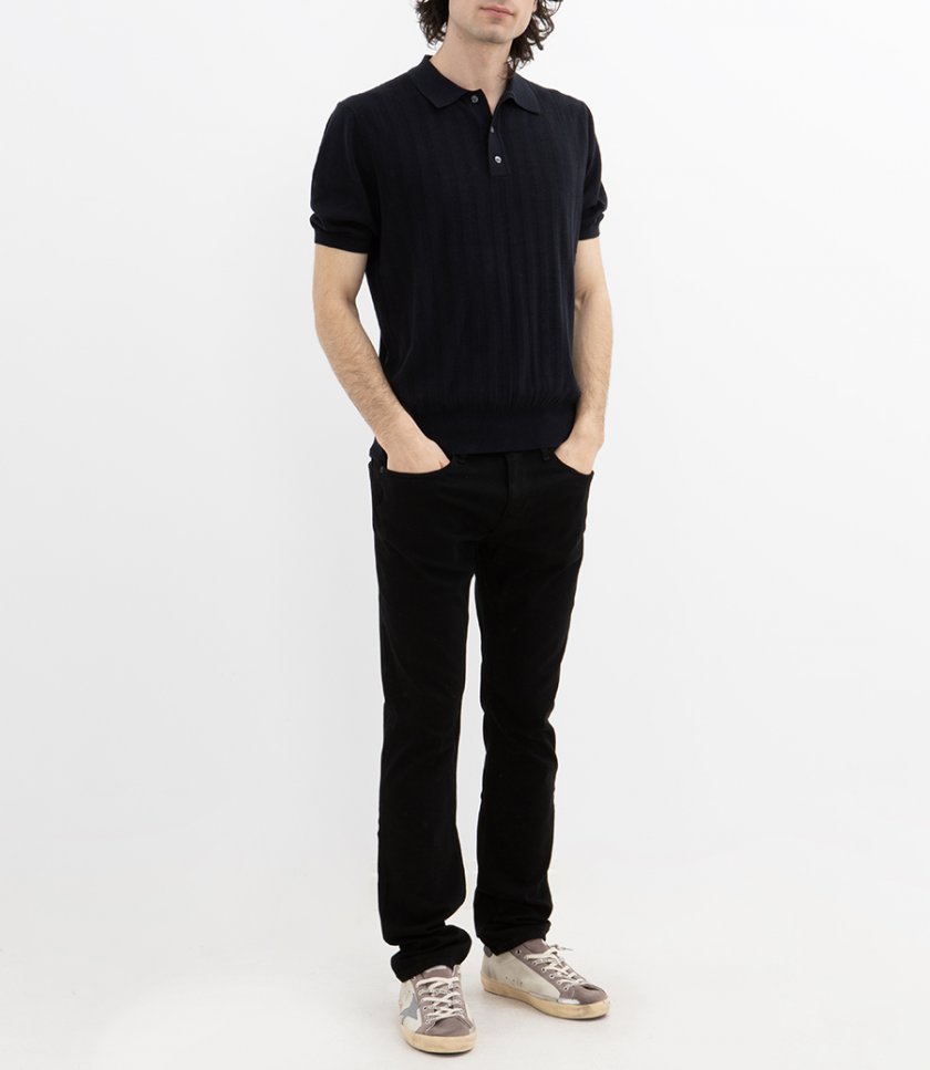 RETRO KNIT STRIPE POLO SS