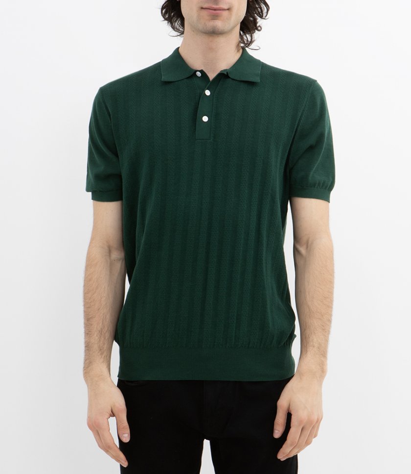 RETRO KNIT STRIPE POLO SS