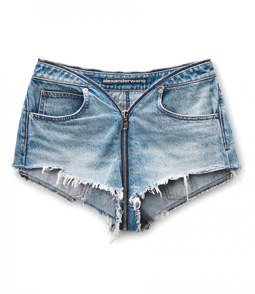 ALEXANDER WANG - DIPPED V ZIP WAISTBAND CUT OFF SHORT