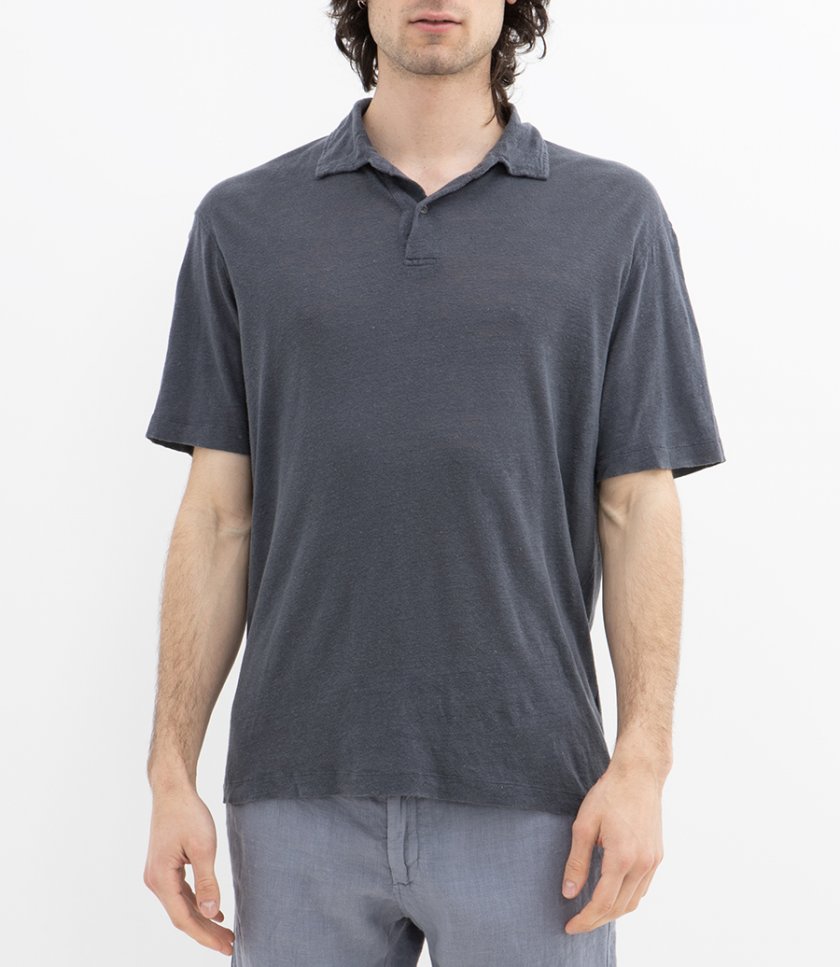 LINEN POLO SS