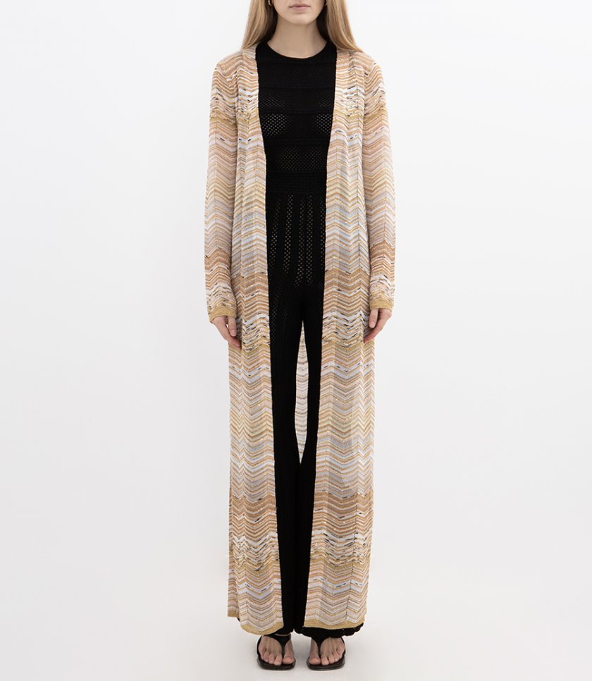 CHEVRON PATTERN LONG CARDIGAN