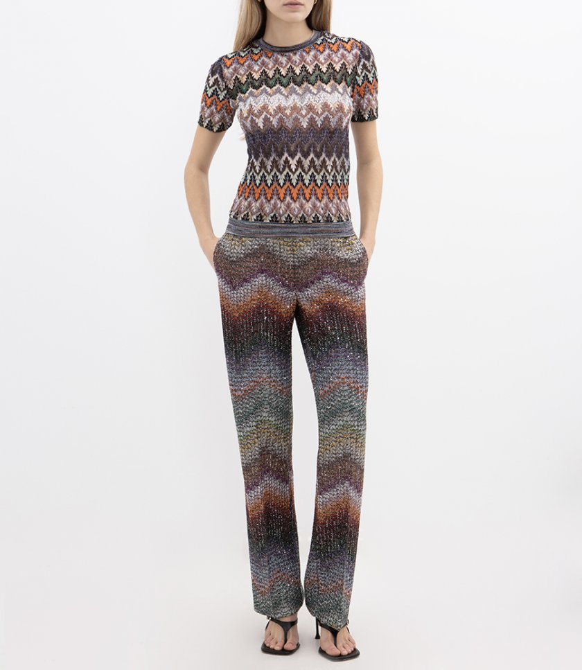 LAME STRAIGHT TROUSERS WITH SEQUINS