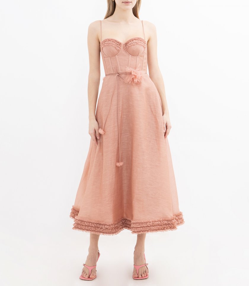 LUNA RUFFLE MIDI DRESS