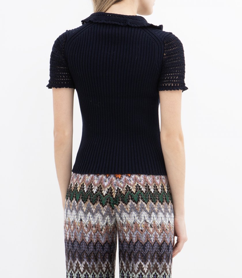 RIBBED POLO TOP