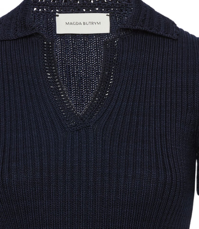 RIBBED POLO TOP