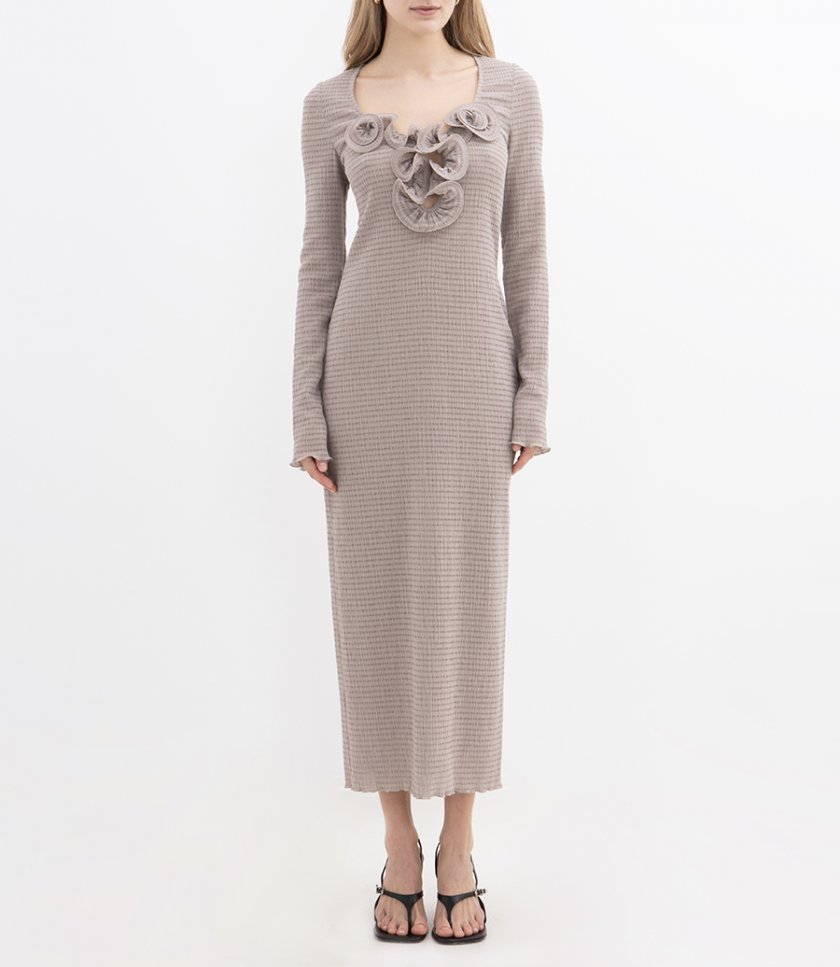 LONG SLEEVE CREPE MAXI DRESS