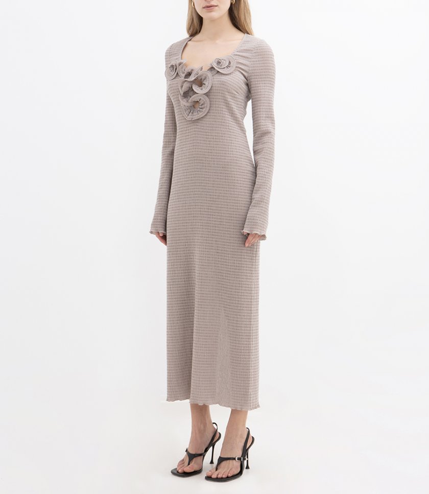 LONG SLEEVE CREPE MAXI DRESS