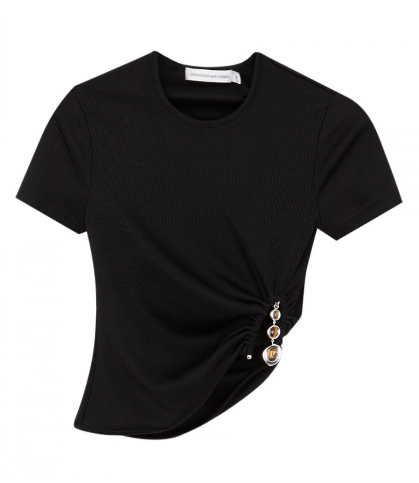 CLOTHES - DROPLET CRYSTAL RUCHED TEE