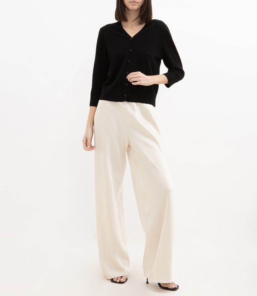 ELBOW SLEEVE V-NECK CARDIGAN