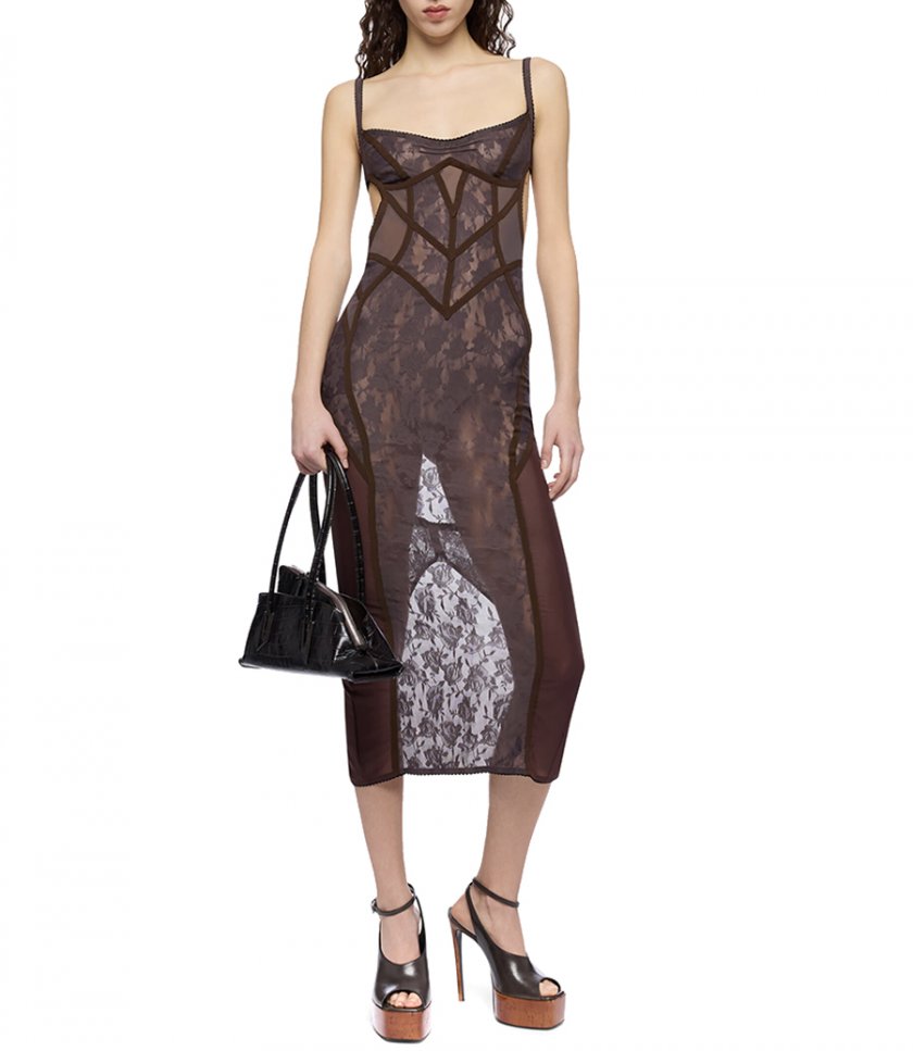 SCULPITING TULLE MIDI DRESS