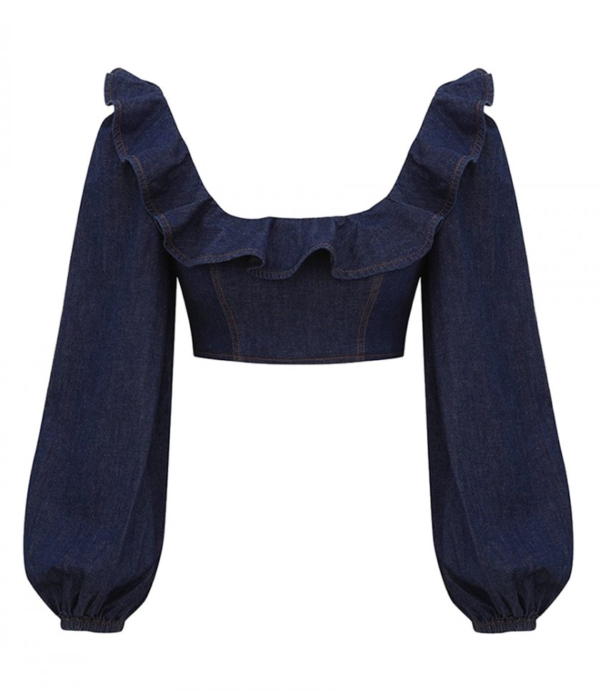 CLOTHES - ASTER DENIM FRILL TOP