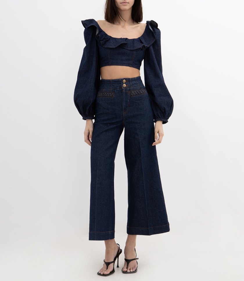 ASTER DENIM FRILL TOP