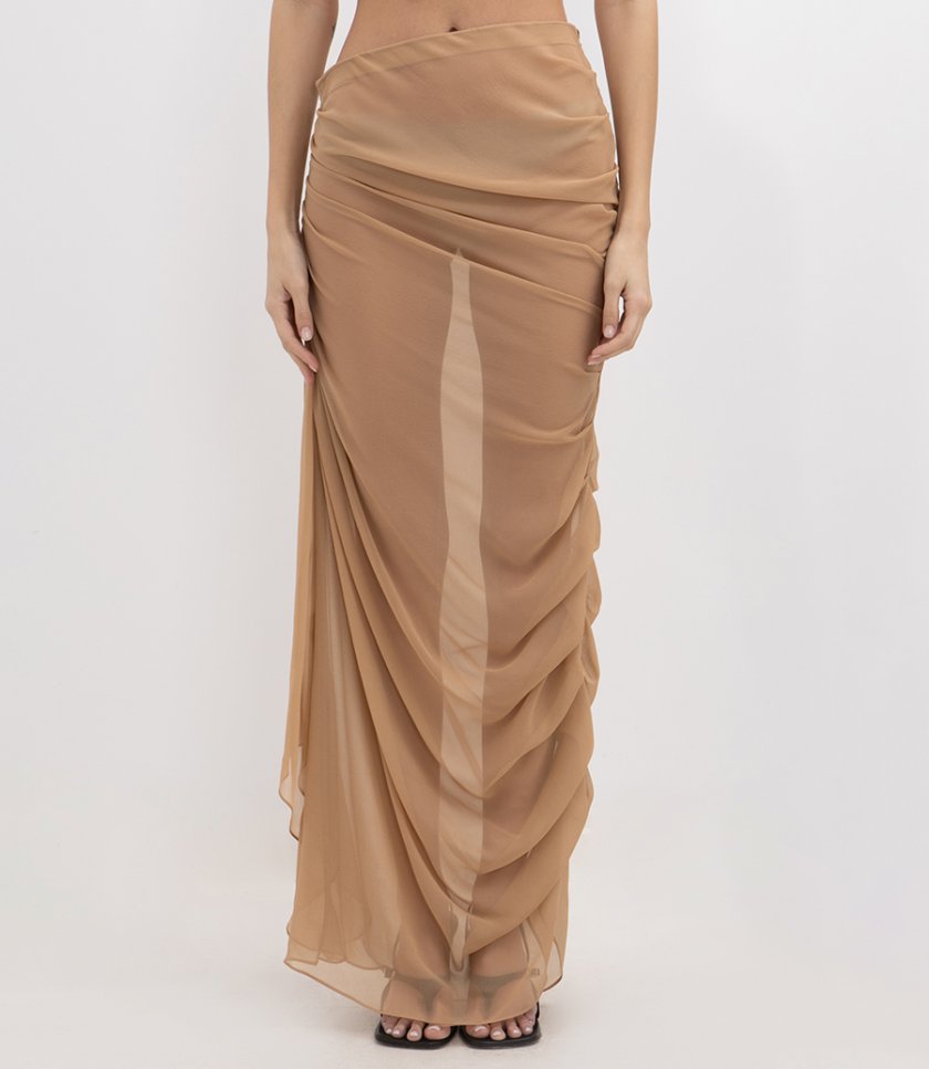RUCHED MIDI SKIRT